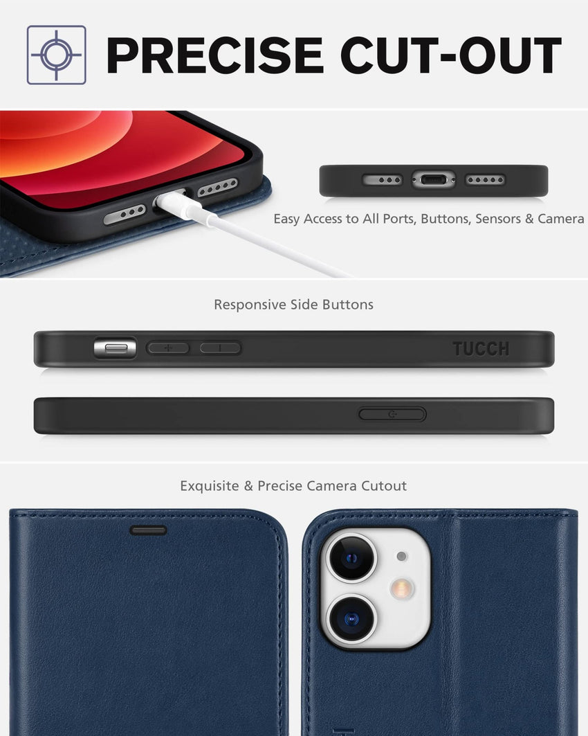 iPhone 12 /iPhone 12 Pro 5G, RFID Blocking Card Slot Stand [Shockproof TPU Interior Case] PU Leather Magnetic Protect Flip Cover Compatible with iPhone 12 Pro/12 6.1 - inch, Black - 7DAY'S