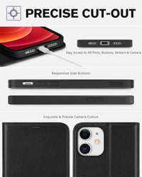 iPhone 12 /iPhone 12 Pro 5G, RFID Blocking Card Slot Stand [Shockproof TPU Interior Case] PU Leather Magnetic Protect Flip Cover Compatible with iPhone 12 Pro/12 6.1 - inch, Black - 7DAY'S