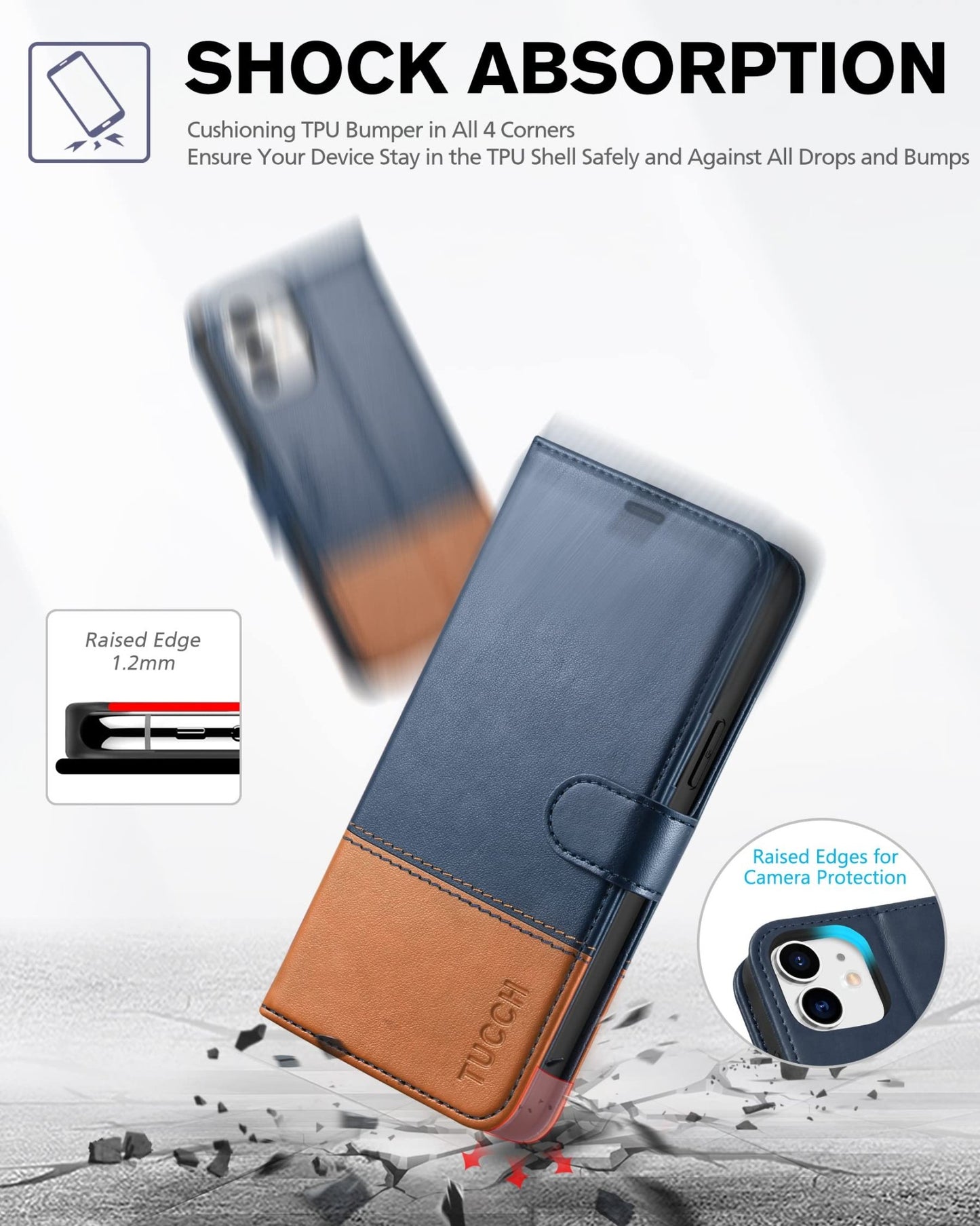 iPhone 12 /iPhone 12 Pro 5G, RFID Blocking Card Slot Stand [Shockproof TPU Interior Case] PU Leather Magnetic Protect Flip Cover Compatible with iPhone 12 Pro/12 6.1 - inch, Black - 7DAY'S