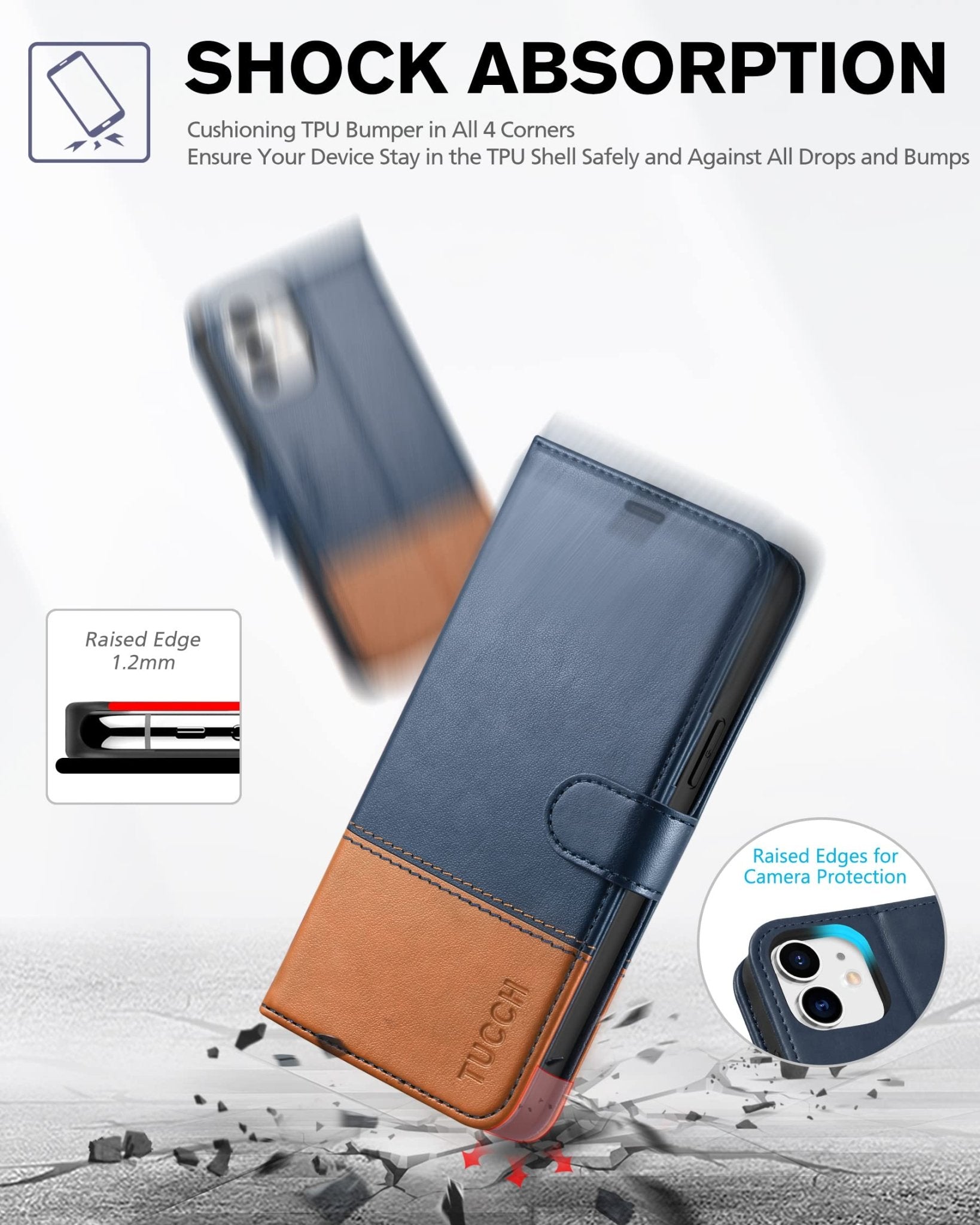 iPhone 12 /iPhone 12 Pro 5G, RFID Blocking Card Slot Stand [Shockproof TPU Interior Case] PU Leather Magnetic Protect Flip Cover Compatible with iPhone 12 Pro/12 6.1 - inch, Black - 7DAY'S