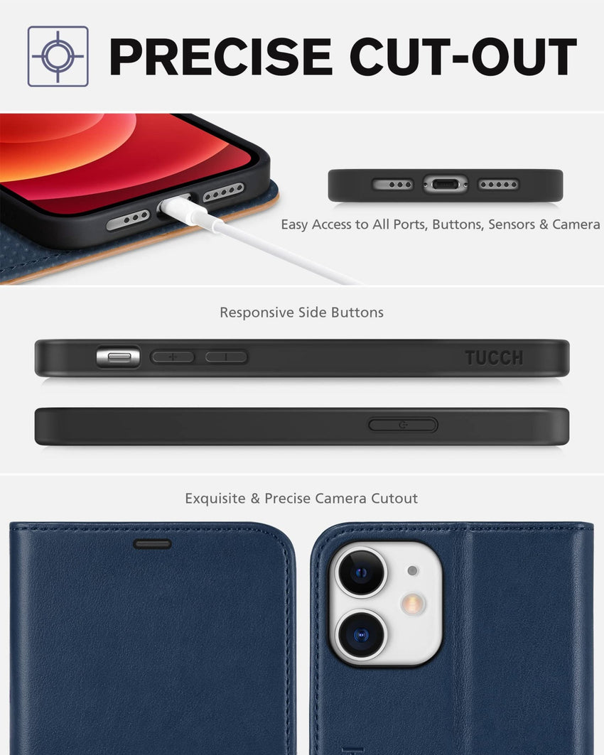 iPhone 12 /iPhone 12 Pro 5G, RFID Blocking Card Slot Stand [Shockproof TPU Interior Case] PU Leather Magnetic Protect Flip Cover Compatible with iPhone 12 Pro/12 6.1 - inch, Black - 7DAY'S