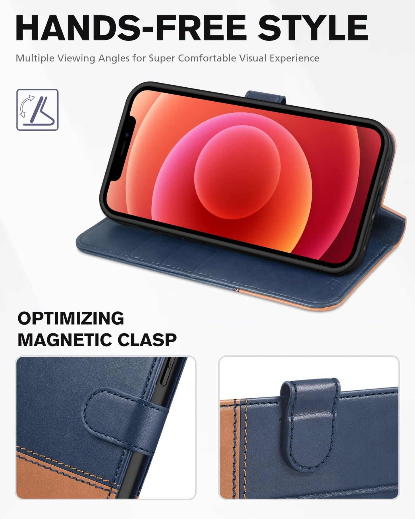 iPhone 12 /iPhone 12 Pro 5G, RFID Blocking Card Slot Stand [Shockproof TPU Interior Case] PU Leather Magnetic Protect Flip Cover Compatible with iPhone 12 Pro/12 6.1 - inch, Black - 7DAY'S