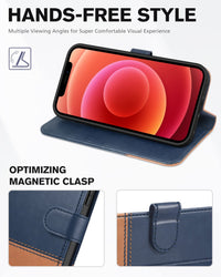 iPhone 12 /iPhone 12 Pro 5G, RFID Blocking Card Slot Stand [Shockproof TPU Interior Case] PU Leather Magnetic Protect Flip Cover Compatible with iPhone 12 Pro/12 6.1 - inch, Black - 7DAY'S