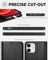 iPhone 12 /iPhone 12 Pro 5G, RFID Blocking Card Slot Stand [Shockproof TPU Interior Case] PU Leather Magnetic Protect Flip Cover Compatible with iPhone 12 Pro/12 6.1 - inch, Black - 7DAY'S