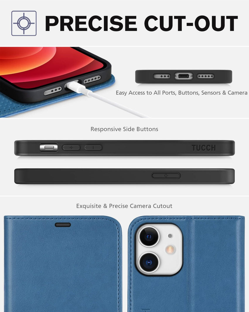 iPhone 12 /iPhone 12 Pro 5G, RFID Blocking Card Slot Stand [Shockproof TPU Interior Case] PU Leather Magnetic Protect Flip Cover Compatible with iPhone 12 Pro/12 6.1 - inch, Black - 7DAY'S