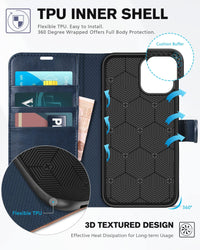 iPhone 12 /iPhone 12 Pro 5G, RFID Blocking Card Slot Stand [Shockproof TPU Interior Case] PU Leather Magnetic Protect Flip Cover Compatible with iPhone 12 Pro/12 6.1 - inch, Black - 7DAY'S