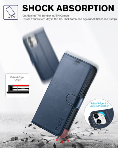 iPhone 12 /iPhone 12 Pro 5G, RFID Blocking Card Slot Stand [Shockproof TPU Interior Case] PU Leather Magnetic Protect Flip Cover Compatible with iPhone 12 Pro/12 6.1 - inch, Black - 7DAY'S