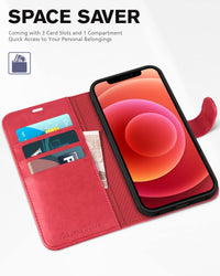 iPhone 12 /iPhone 12 Pro 5G, RFID Blocking Card Slot Stand [Shockproof TPU Interior Case] PU Leather Magnetic Protect Flip Cover Compatible with iPhone 12 Pro/12 6.1 - inch, Black - 7DAY'S