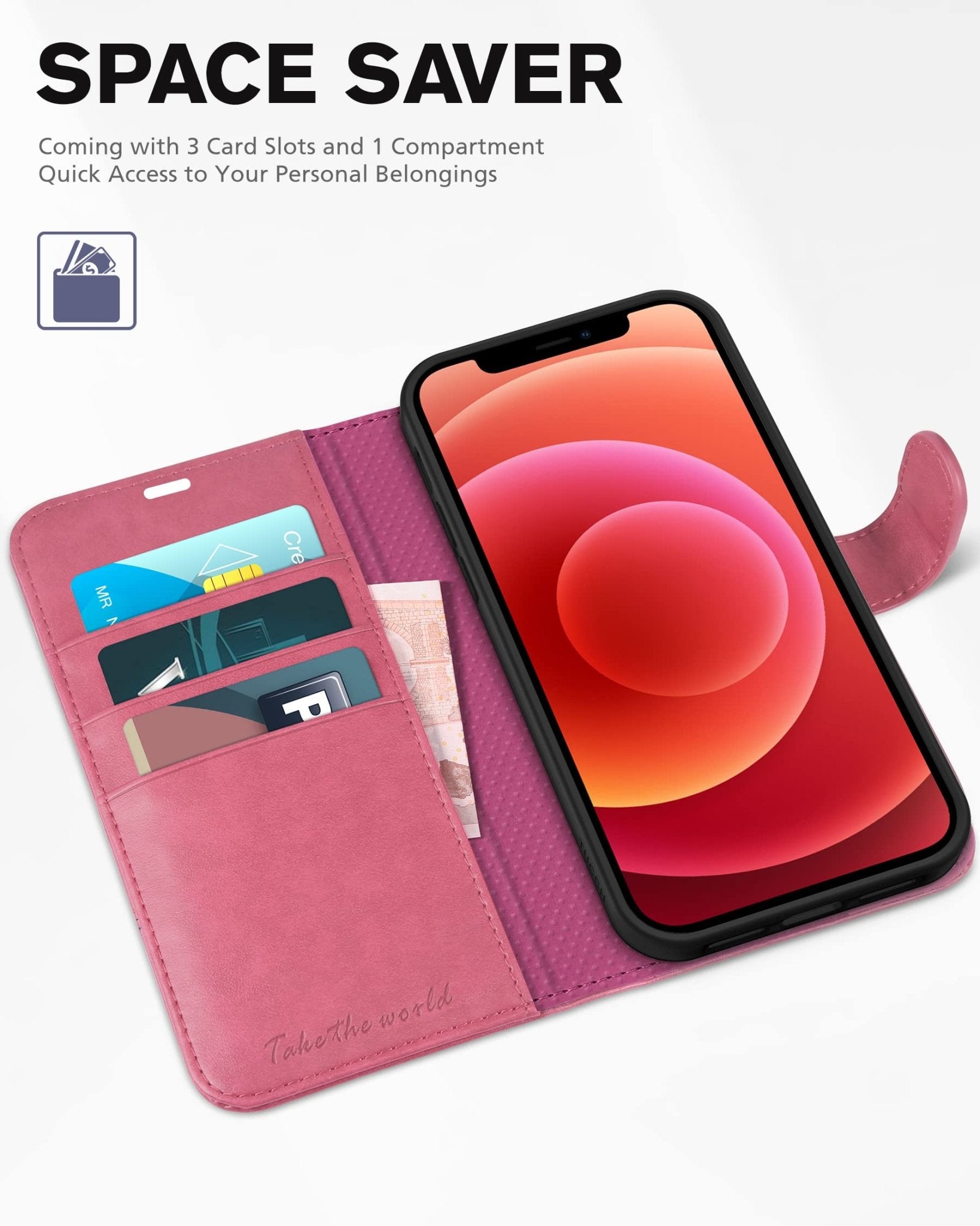 iPhone 12 /iPhone 12 Pro 5G, RFID Blocking Card Slot Stand [Shockproof TPU Interior Case] PU Leather Magnetic Protect Flip Cover Compatible with iPhone 12 Pro/12 6.1 - inch, Black - 7DAY'S