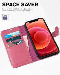 iPhone 12 /iPhone 12 Pro 5G, RFID Blocking Card Slot Stand [Shockproof TPU Interior Case] PU Leather Magnetic Protect Flip Cover Compatible with iPhone 12 Pro/12 6.1 - inch, Black - 7DAY'S