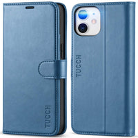 iPhone 12 Mini 5G, RFID Blocking Card Slot Stand [Shockproof TPU Interior Protect Case], PU Leather Magnetic Flip Folio Cover Compatible with iPhone 12 Mini 5.4 - inch, Black - 7DAY'S