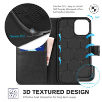 iPhone 12 Mini 5G, RFID Blocking Card Slot Stand [Shockproof TPU Interior Protect Case], PU Leather Magnetic Flip Folio Cover Compatible with iPhone 12 Mini 5.4 - inch, Black - 7DAY'S