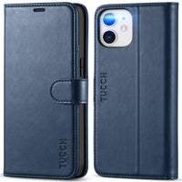 iPhone 12 Mini 5G, RFID Blocking Card Slot Stand [Shockproof TPU Interior Protect Case], PU Leather Magnetic Flip Folio Cover Compatible with iPhone 12 Mini 5.4 - inch, Black - 7DAY'S