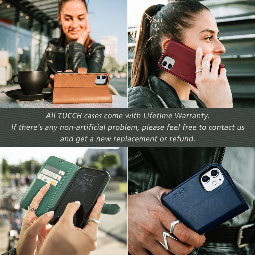 iPhone 12 Mini 5G, RFID Blocking Card Slot Stand [Shockproof TPU Interior Protect Case], PU Leather Magnetic Flip Folio Cover Compatible with iPhone 12 Mini 5.4 - inch, Black - 7DAY'S