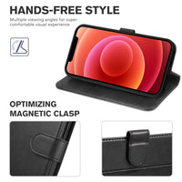 iPhone 12 Mini 5G, RFID Blocking Card Slot Stand [Shockproof TPU Interior Protect Case], PU Leather Magnetic Flip Folio Cover Compatible with iPhone 12 Mini 5.4 - inch, Black - 7DAY'S
