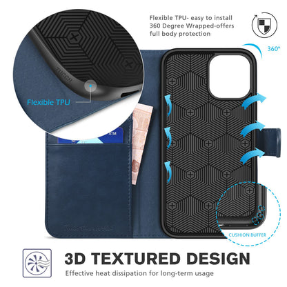 iPhone 12 Mini 5G, RFID Blocking Card Slot Stand [Shockproof TPU Interior Protect Case], PU Leather Magnetic Flip Folio Cover Compatible with iPhone 12 Mini 5.4 - inch, Black - 7DAY'S