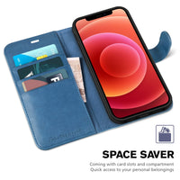 iPhone 12 Mini 5G, RFID Blocking Card Slot Stand [Shockproof TPU Interior Protect Case], PU Leather Magnetic Flip Folio Cover Compatible with iPhone 12 Mini 5.4 - inch, Black - 7DAY'S