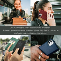 iPhone 12 Mini 5G, RFID Blocking Card Slot Stand [Shockproof TPU Interior Protect Case], PU Leather Magnetic Flip Folio Cover Compatible with iPhone 12 Mini 5.4 - inch, Black - 7DAY'S