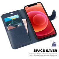iPhone 12 Mini 5G, RFID Blocking Card Slot Stand [Shockproof TPU Interior Protect Case], PU Leather Magnetic Flip Folio Cover Compatible with iPhone 12 Mini 5.4 - inch, Black - 7DAY'S