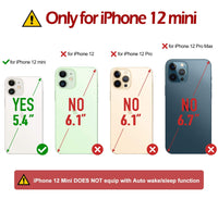 iPhone 12 Mini 5G, RFID Blocking Card Slot Stand [Shockproof TPU Interior Protect Case], PU Leather Magnetic Flip Folio Cover Compatible with iPhone 12 Mini 5.4 - inch, Black - 7DAY'S