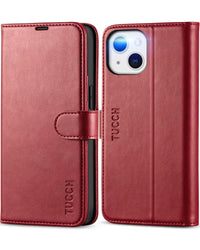 iPhone 13 6.1 - inch 5G, [RFID Blocking] Card Slots Holder Stand [Shockproof TPU Interior Case] PU Leather Magnetic Protective Flip Cover Compatible with iPhone 13, Plum Purple - 7DAY'S