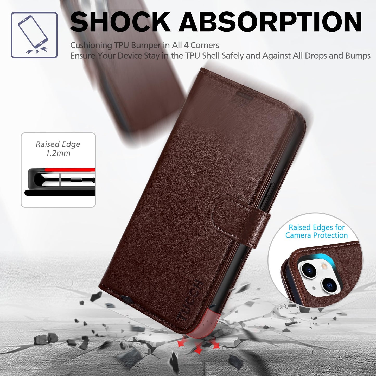 iPhone 13 6.1 - inch 5G, [RFID Blocking] Card Slots Holder Stand [Shockproof TPU Interior Case] PU Leather Magnetic Protective Flip Cover Compatible with iPhone 13, Plum Purple - 7DAY'S