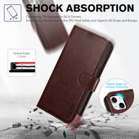 iPhone 13 6.1 - inch 5G, [RFID Blocking] Card Slots Holder Stand [Shockproof TPU Interior Case] PU Leather Magnetic Protective Flip Cover Compatible with iPhone 13, Plum Purple - 7DAY'S