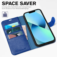 iPhone 13 6.1 - inch 5G, [RFID Blocking] Card Slots Holder Stand [Shockproof TPU Interior Case] PU Leather Magnetic Protective Flip Cover Compatible with iPhone 13, Plum Purple - 7DAY'S