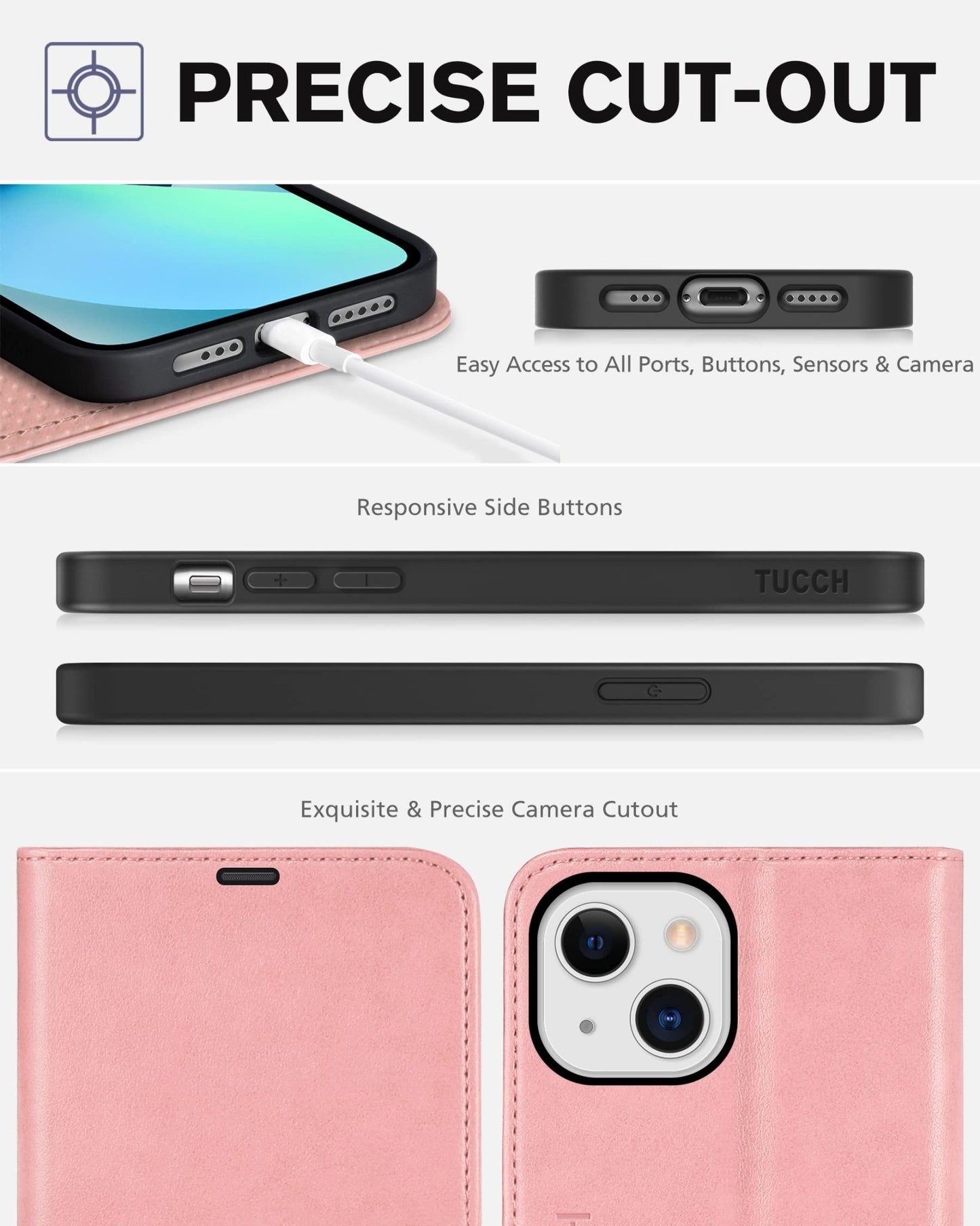 iPhone 13 6.1 - inch 5G, [RFID Blocking] Card Slots Holder Stand [Shockproof TPU Interior Case] PU Leather Magnetic Protective Flip Cover Compatible with iPhone 13, Plum Purple - 7DAY'S
