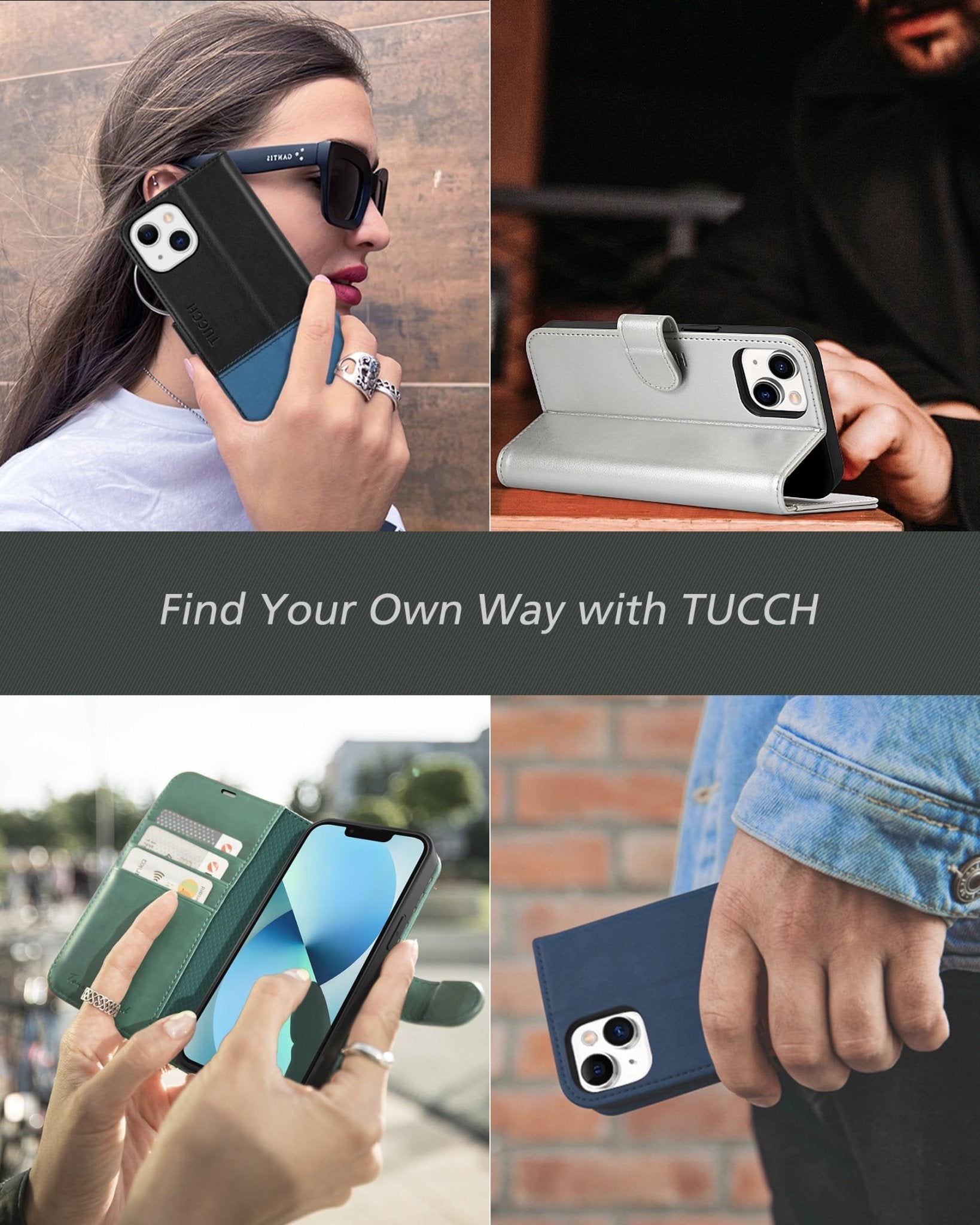 iPhone 13 6.1 - inch 5G, [RFID Blocking] Card Slots Holder Stand [Shockproof TPU Interior Case] PU Leather Magnetic Protective Flip Cover Compatible with iPhone 13, Plum Purple - 7DAY'S