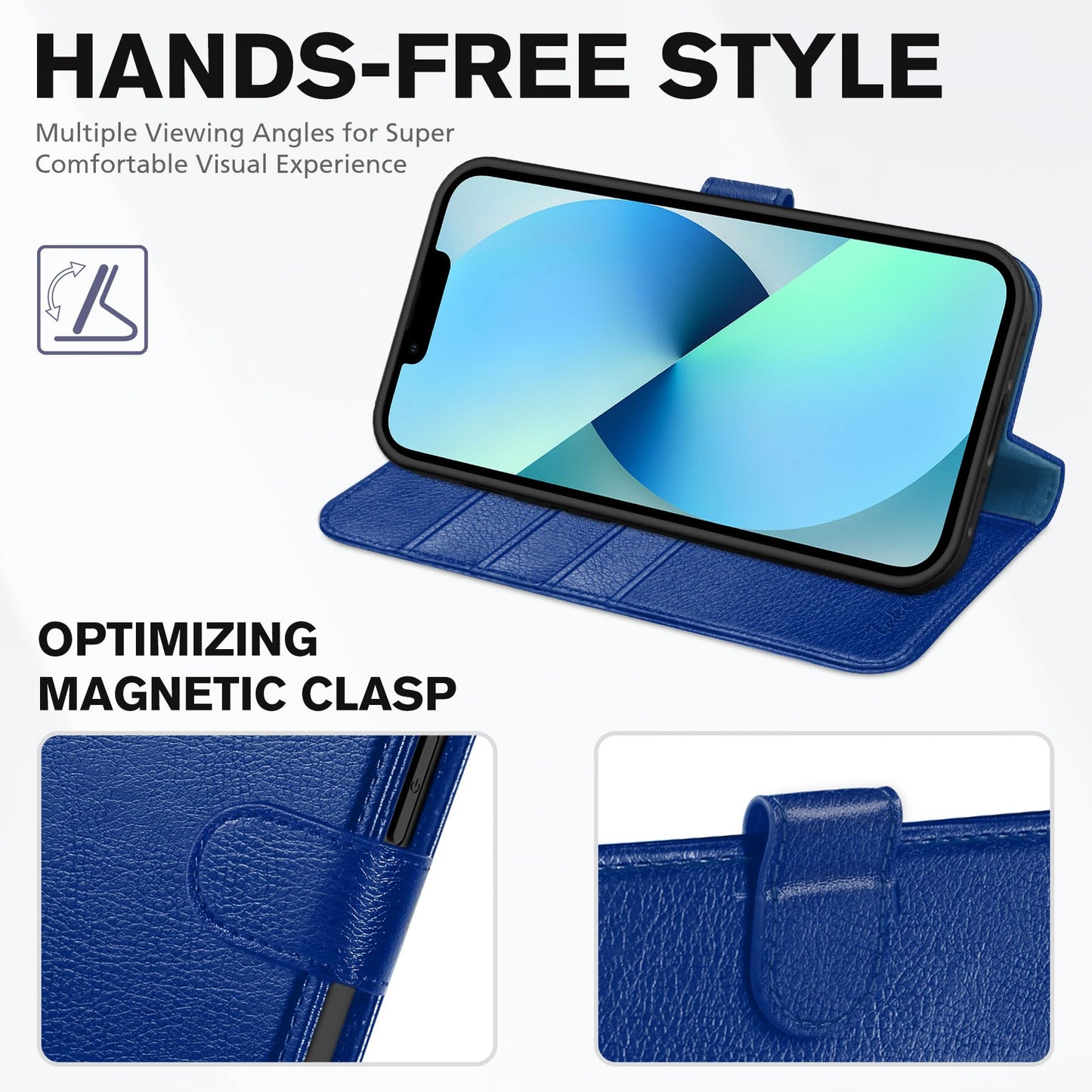 iPhone 13 6.1 - inch 5G, [RFID Blocking] Card Slots Holder Stand [Shockproof TPU Interior Case] PU Leather Magnetic Protective Flip Cover Compatible with iPhone 13, Plum Purple - 7DAY'S