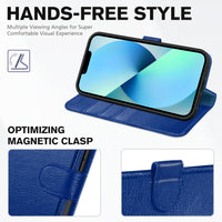 iPhone 13 6.1 - inch 5G, [RFID Blocking] Card Slots Holder Stand [Shockproof TPU Interior Case] PU Leather Magnetic Protective Flip Cover Compatible with iPhone 13, Plum Purple - 7DAY'S