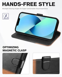 iPhone 13 6.1 - inch 5G, [RFID Blocking] Card Slots Holder Stand [Shockproof TPU Interior Case] PU Leather Magnetic Protective Flip Cover Compatible with iPhone 13, Plum Purple - 7DAY'S