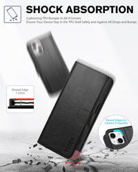 iPhone 13 6.1 - inch 5G, [RFID Blocking] Card Slots Holder Stand [Shockproof TPU Interior Case] PU Leather Magnetic Protective Flip Cover Compatible with iPhone 13, Plum Purple - 7DAY'S