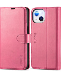 iPhone 13 6.1 - inch 5G, [RFID Blocking] Card Slots Holder Stand [Shockproof TPU Interior Case] PU Leather Magnetic Protective Flip Cover Compatible with iPhone 13, Plum Purple - 7DAY'S