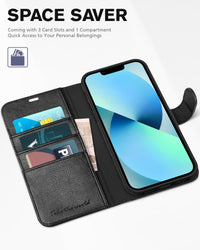 iPhone 13 6.1 - inch 5G, [RFID Blocking] Card Slots Holder Stand [Shockproof TPU Interior Case] PU Leather Magnetic Protective Flip Cover Compatible with iPhone 13, Plum Purple - 7DAY'S