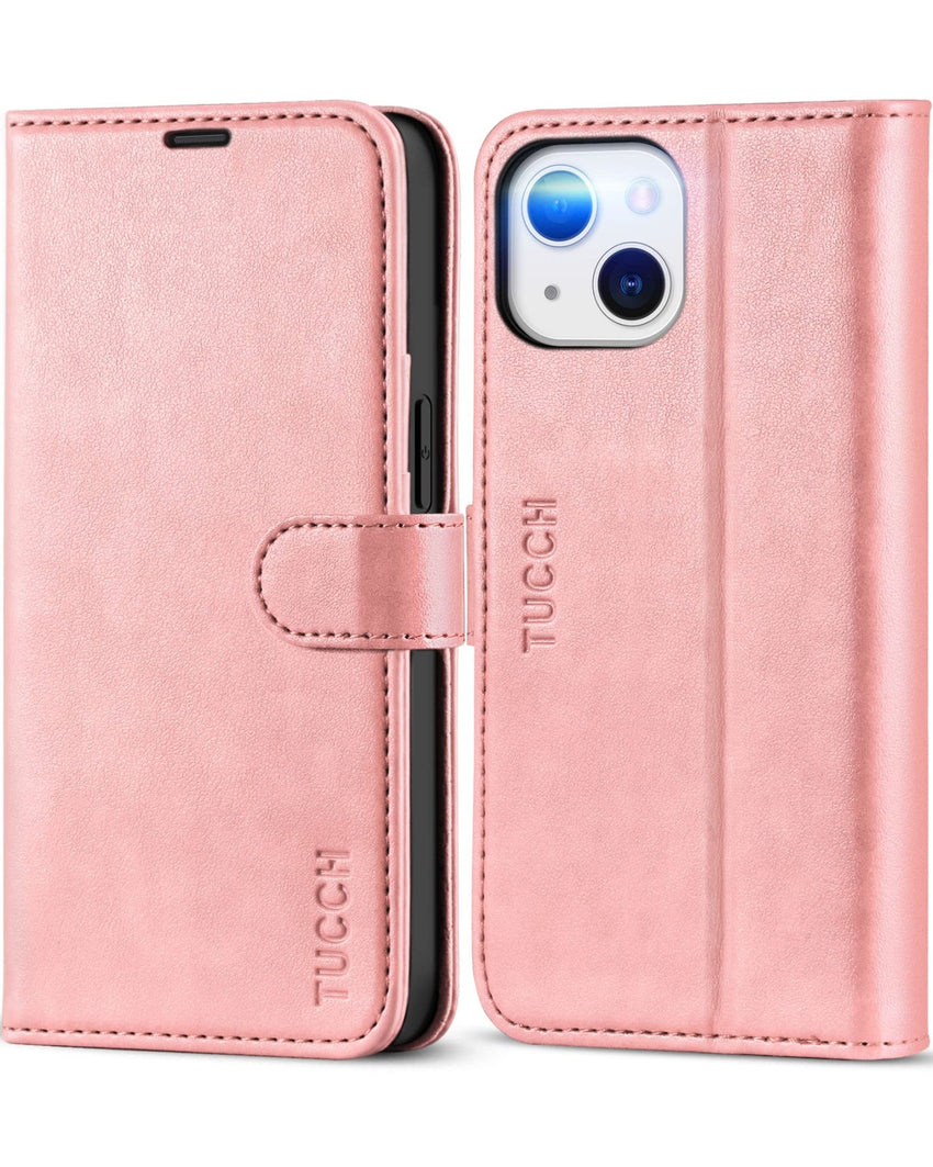 iPhone 13 6.1 - inch 5G, [RFID Blocking] Card Slots Holder Stand [Shockproof TPU Interior Case] PU Leather Magnetic Protective Flip Cover Compatible with iPhone 13, Plum Purple - 7DAY'S