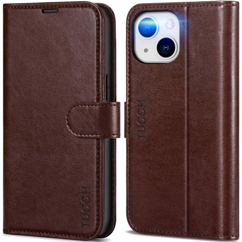 iPhone 13 6.1 - inch 5G, [RFID Blocking] Card Slots Holder Stand [Shockproof TPU Interior Case] PU Leather Magnetic Protective Flip Cover Compatible with iPhone 13, Plum Purple - 7DAY'S