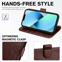 iPhone 13 6.1 - inch 5G, [RFID Blocking] Card Slots Holder Stand [Shockproof TPU Interior Case] PU Leather Magnetic Protective Flip Cover Compatible with iPhone 13, Plum Purple - 7DAY'S