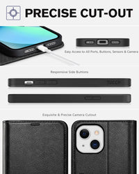 iPhone 13 6.1 - inch 5G, [RFID Blocking] Card Slots Holder Stand [Shockproof TPU Interior Case] PU Leather Magnetic Protective Flip Cover Compatible with iPhone 13, Plum Purple - 7DAY'S