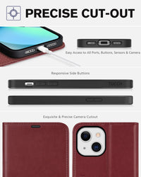 iPhone 13 6.1 - inch 5G, [RFID Blocking] Card Slots Holder Stand [Shockproof TPU Interior Case] PU Leather Magnetic Protective Flip Cover Compatible with iPhone 13, Plum Purple - 7DAY'S