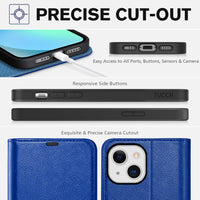 iPhone 13 6.1 - inch 5G, [RFID Blocking] Card Slots Holder Stand [Shockproof TPU Interior Case] PU Leather Magnetic Protective Flip Cover Compatible with iPhone 13, Plum Purple - 7DAY'S