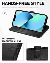 iPhone 13 6.1 - inch 5G, [RFID Blocking] Card Slots Holder Stand [Shockproof TPU Interior Case] PU Leather Magnetic Protective Flip Cover Compatible with iPhone 13, Plum Purple - 7DAY'S