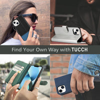 iPhone 13 6.1 - inch 5G, [RFID Blocking] Card Slots Holder Stand [Shockproof TPU Interior Case] PU Leather Magnetic Protective Flip Cover Compatible with iPhone 13, Plum Purple - 7DAY'S