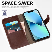 iPhone 13 6.1 - inch 5G, [RFID Blocking] Card Slots Holder Stand [Shockproof TPU Interior Case] PU Leather Magnetic Protective Flip Cover Compatible with iPhone 13, Plum Purple - 7DAY'S