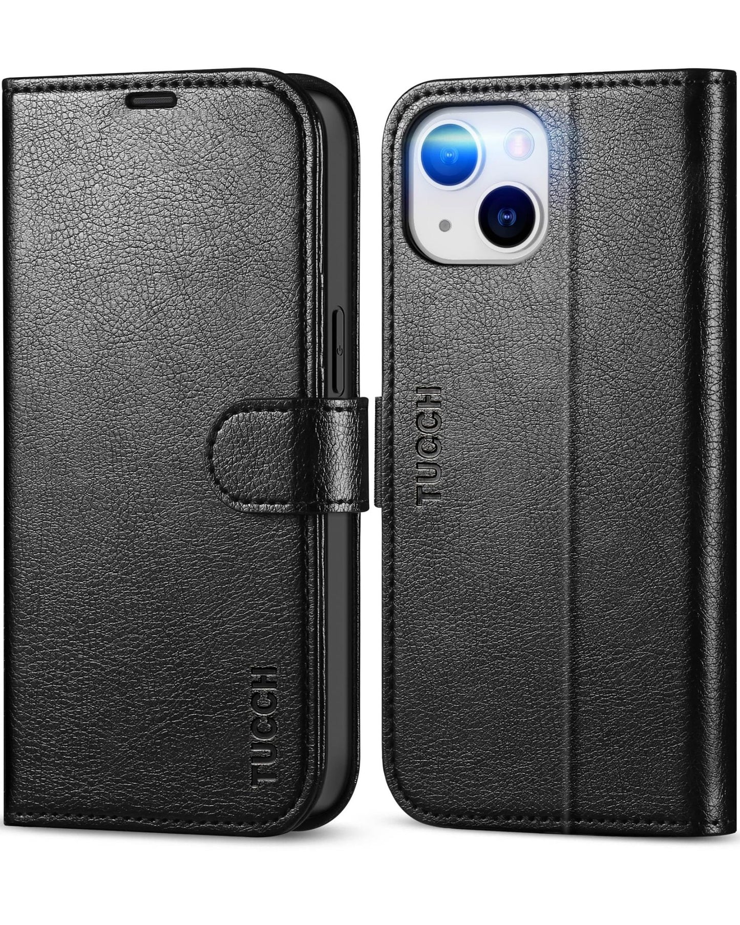 iPhone 13 6.1 - inch 5G, [RFID Blocking] Card Slots Holder Stand [Shockproof TPU Interior Case] PU Leather Magnetic Protective Flip Cover Compatible with iPhone 13, Plum Purple - 7DAY'S