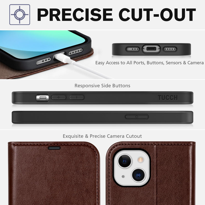 iPhone 13 6.1 - inch 5G, [RFID Blocking] Card Slots Holder Stand [Shockproof TPU Interior Case] PU Leather Magnetic Protective Flip Cover Compatible with iPhone 13, Plum Purple - 7DAY'S