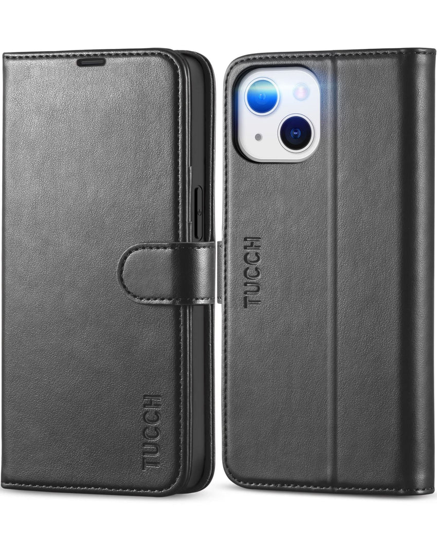 iPhone 13 6.1 - inch 5G, [RFID Blocking] Card Slots Holder Stand [Shockproof TPU Interior Case] PU Leather Magnetic Protective Flip Cover Compatible with iPhone 13, Plum Purple - 7DAY'S