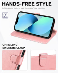 iPhone 13 6.1 - inch 5G, [RFID Blocking] Card Slots Holder Stand [Shockproof TPU Interior Case] PU Leather Magnetic Protective Flip Cover Compatible with iPhone 13, Plum Purple - 7DAY'S