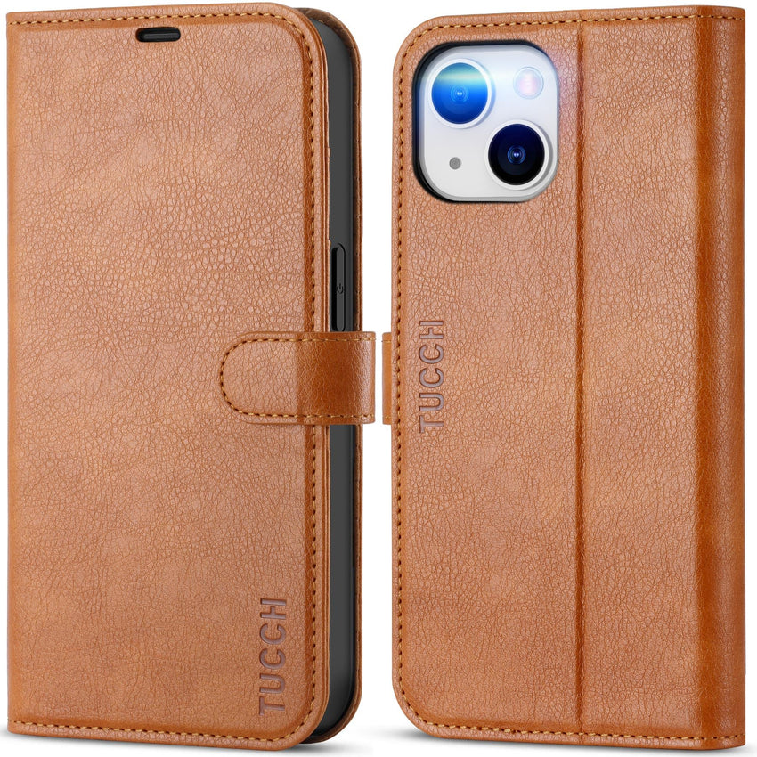 iPhone 13 6.1 - inch 5G, [RFID Blocking] Card Slots Holder Stand [Shockproof TPU Interior Case] PU Leather Magnetic Protective Flip Cover Compatible with iPhone 13, Plum Purple - 7DAY'S